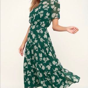 Dressed Up Dark Green Floral Print Midi